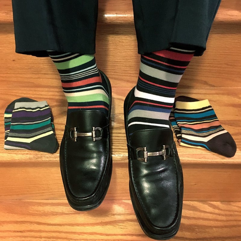 YEJIMONG Menâ€™s 12 Pairs Cotton Colorful Stripe Argyle Designed Business Dress Socks Size 8-12 (Assorted-2) - Image 4